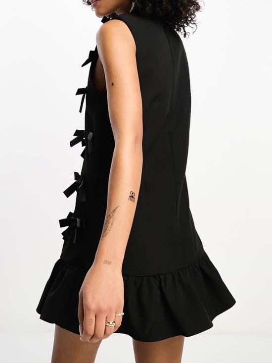 Sister Jane bow embellished mini pinafore dress in black Medium - Picture 4 of 16